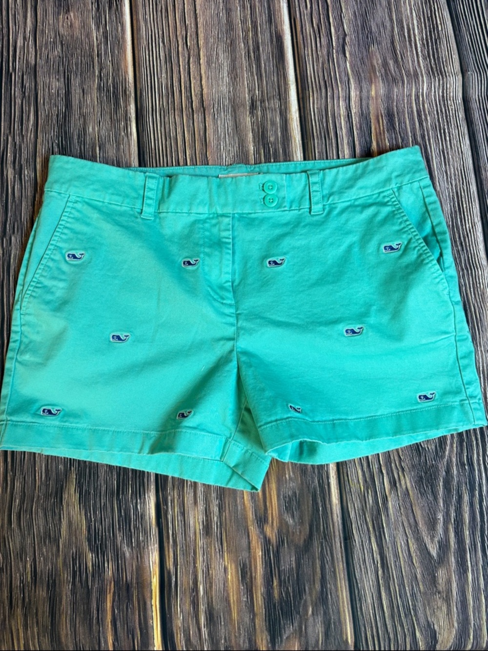 Vineyard Vines Teal Whale Embroidered Cotton Shorts (0048)